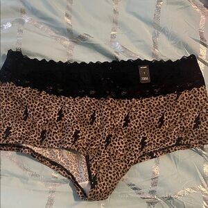 Leopard Print Lace Trim Panties